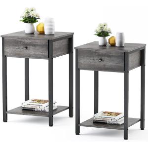 Wholesale Customized Metal Frame Farmhouse Style Nightstands Gray Wood from china suppliers