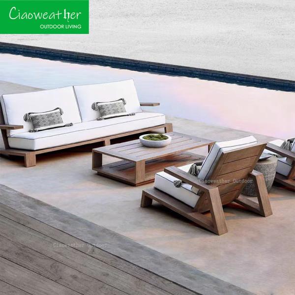 Villa Hotel Outdoor Courtyard Latest Design Teak Wood Garden Sofa Set for Modern