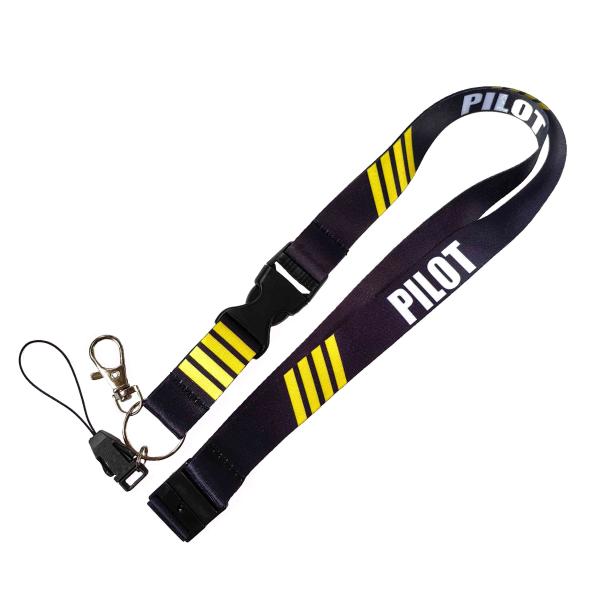 Safety Warning Custom Printed Lanyard Yellow Stripes Reinforced Stitching