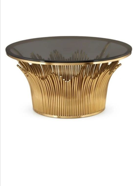 Home Furniture Round Center Rose Gold Marble Coffee Tables Luxury For Living Room