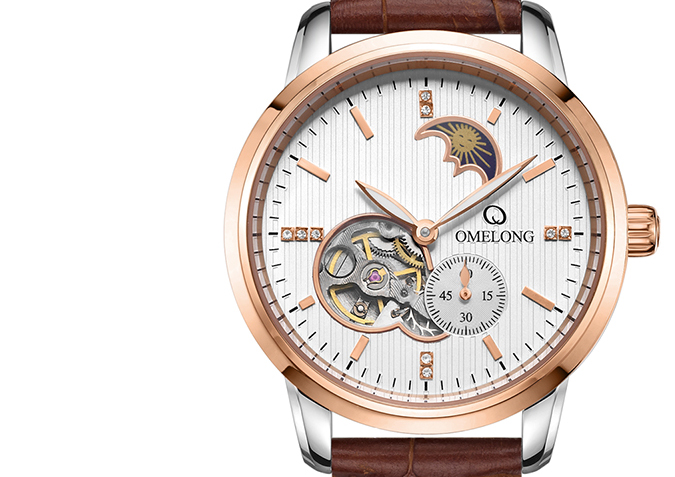 Automatic mechanical movt stainless steel caseback wrist watch for men