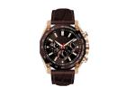 316L Case Genuine Leather Wrist Watch With Stainless Steel Screw Crown