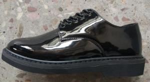 China Cow Leather Black Shiny Formal Shoes Rubber Outsole Army Officer Shoes on sale