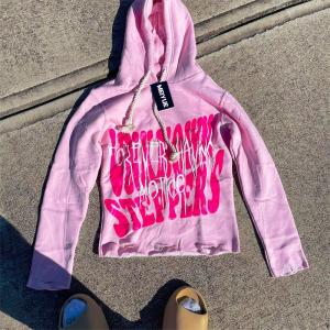 Wholesale Custom Men Hoodies Puff Print Cut Edge Cropped Hoodie Men Drawstring Distressed Hoodies 100% Cotton Pullover Streetwear from china suppliers