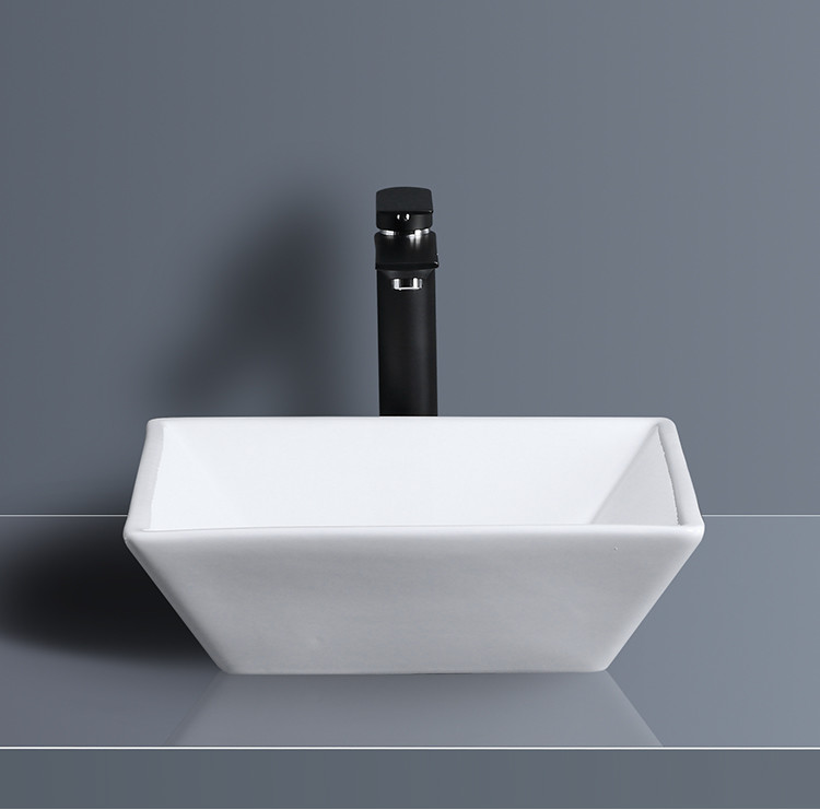 Self-Cleaning Square Vessel White Bathroom Sink Table Wash Face Basin