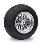 10'' Golf Cart Rim And 205/50-10 DOT Street Tire Assembly - Machined/Glossy