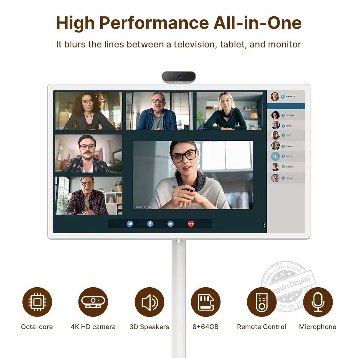 Capacitive Touch 24 Inch LCD Screen TV with Built-in Dual Microphone and Android 12