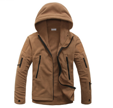 Custom Winter Mens Polar Fleece Jacket With Hood 100% Polyester Windproof