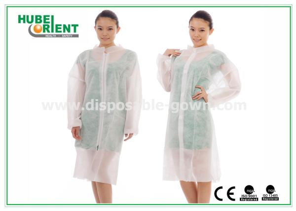 PP/SMS Disposable Lab Coat/Light Weight Disposable Medical Clothing with zip