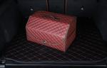 Waterproof Pu Leather Foldable Car Trunk Organizer Red Color 50 * 32 * 30cm