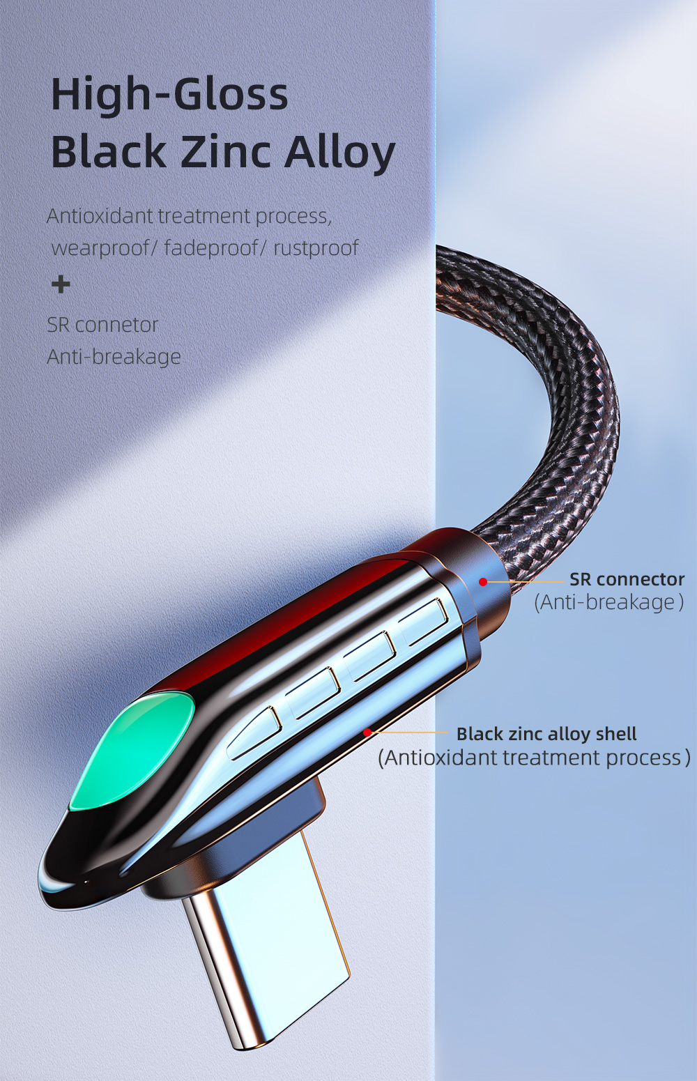 Essager 2021 Fast Charge T Shaped Type C USB Cable 5A 0.5M 1M 2M
