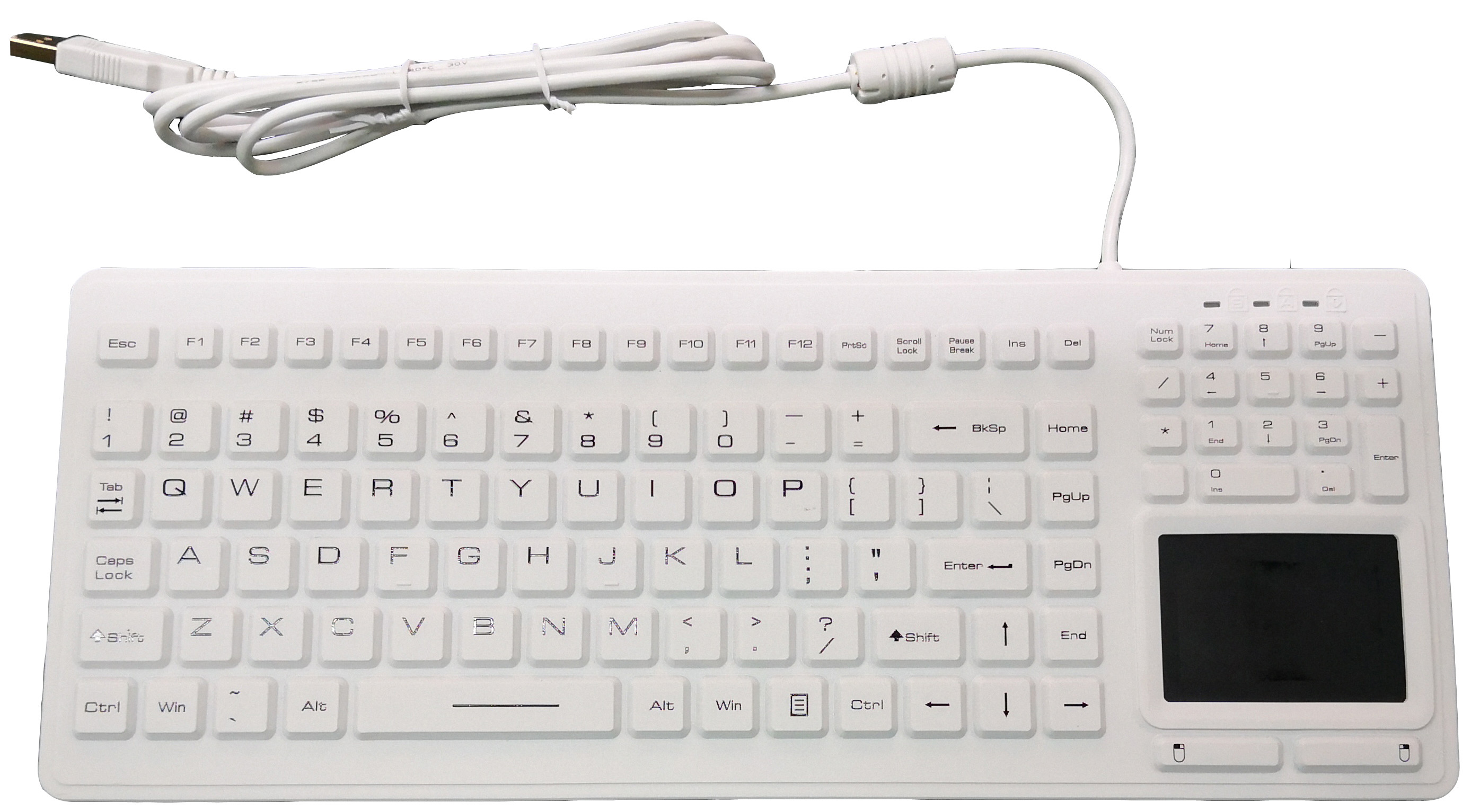 Anti Virus Medical Keyboard With Integrated Touchpad Completely Sealed IP68 Cleanable