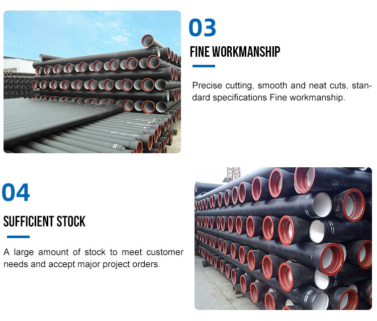 K8 K9 K10 DN80-1600mm Ductile Iron Pipes For Water Pipelines High Hardness