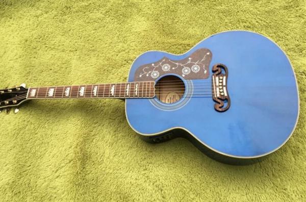 2018 Chibson G200 acoustic guitar transparent blue GB G200 electric acoustic