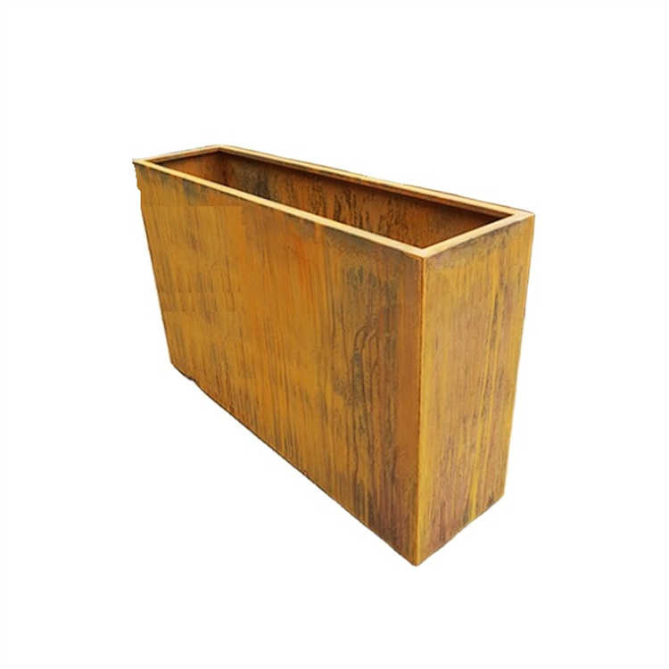 Decorative garden long rectangle corten steel planter flower pot