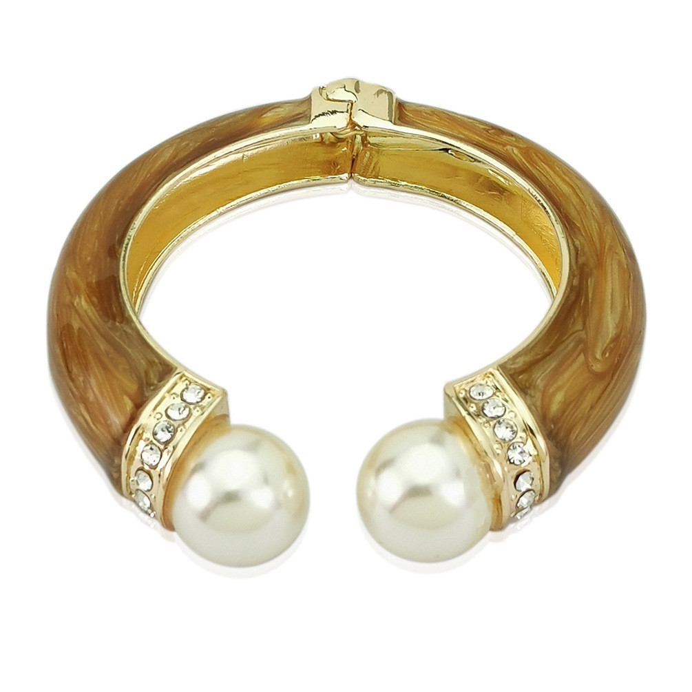 Classic Crystal Bangles Bracelets For Women Gold Color pearl Bangles Femal Opening Bangles Wedding Jewelry Accessories