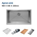 35 Inch Apron Stainless Steel Kitchen Sink Undermount Single Bowl 90x54