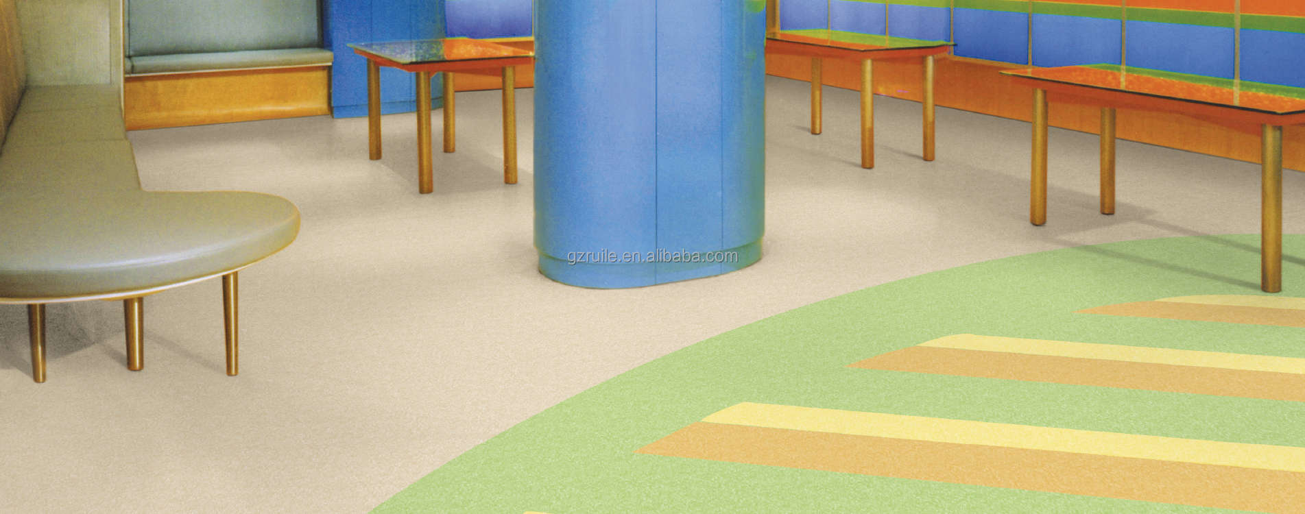 Relle Heterogeneous Vinyl Flooring 2mm Fireproof Commercial Vinyl Roll Flooring