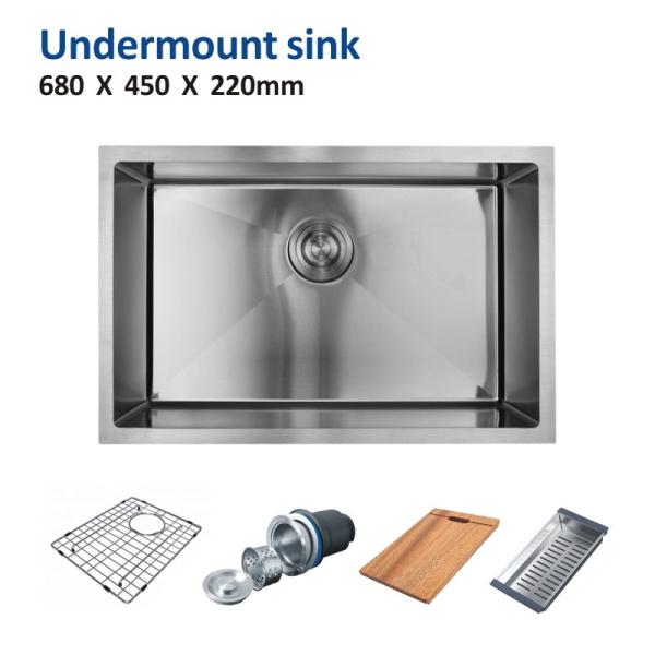 24 Single Bowl Undermount Stainless Steel Kitchen Sink Rectangular 18 Gauge
