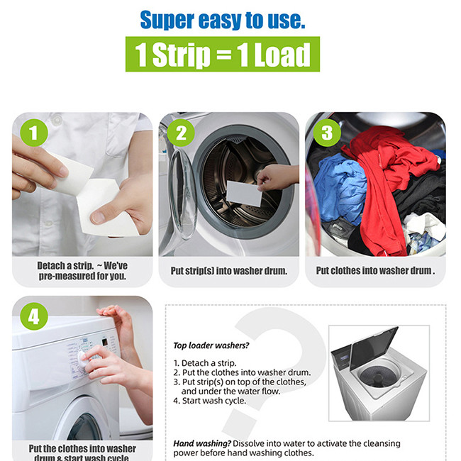 Clean Water Low Foaming Dissolvable Laundry Detergent Sheets / Laundry Bubble Wrap