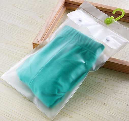 Frosted Hanger Hook Plastic PVC Bag , PVC Poly Bag For Clothes / Swimwear / Bikini