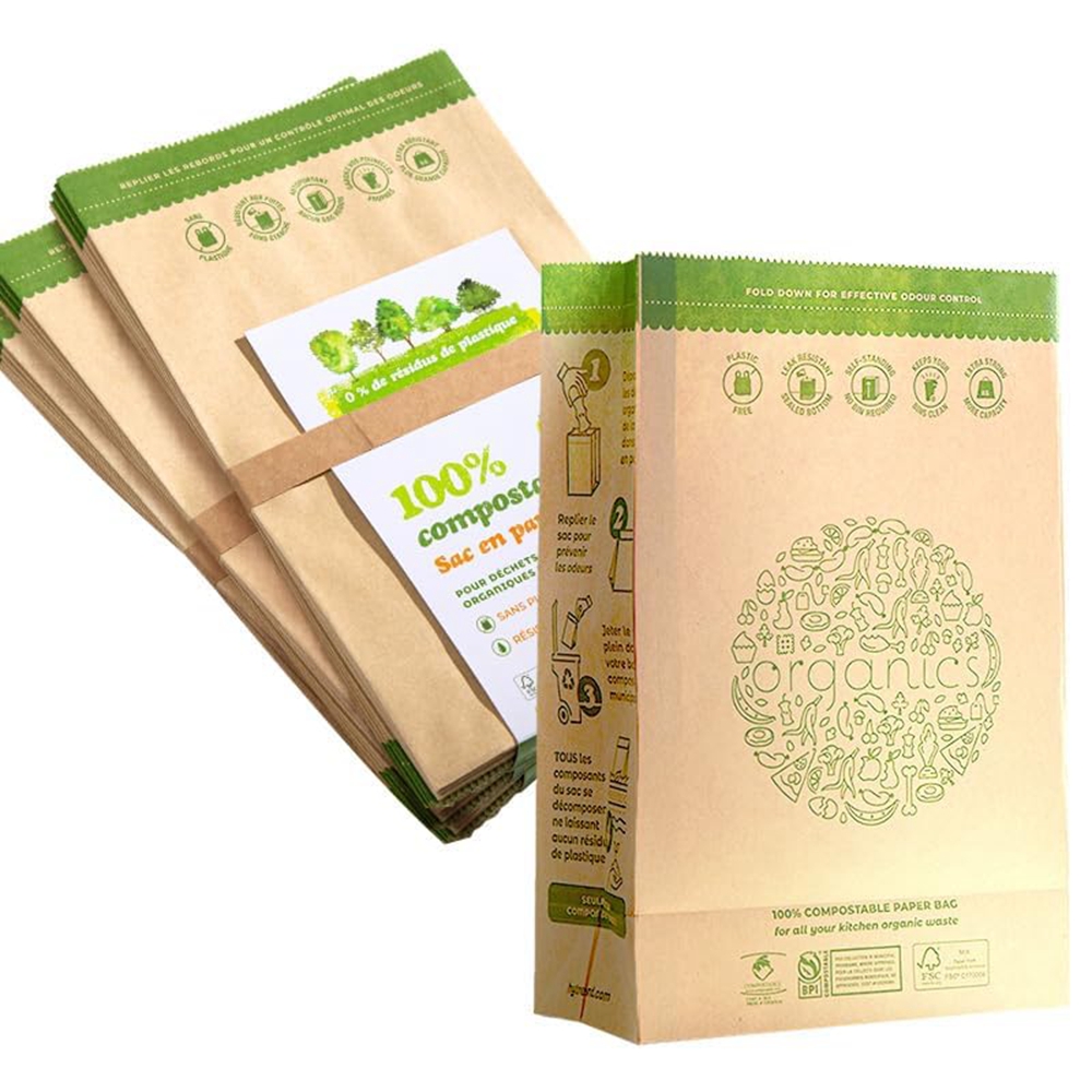 Gravure Printing Brown Kraft Paper Bag for Kitchen Garbage Packaging in Industrial