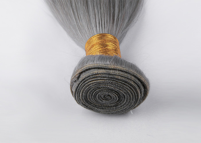 Silver Grey 100% Virgin Human Hair Extensions Double Machine Weft No Tangling