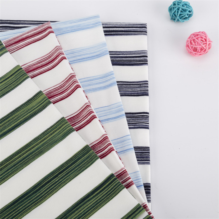 Environmental Elastic Smooth And Soft Striped Knit Fabric 100kg For T-Shirt