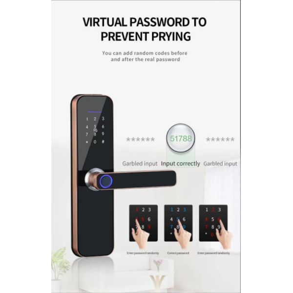 Virtual Password Fingerprint Door Lock Keyless Bluetooth Wifi Biometric Digital For Business