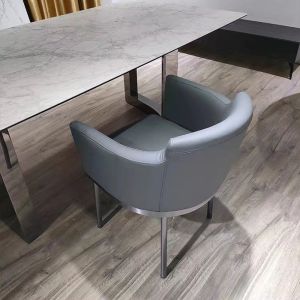 Functional Swivel Leather Dining Chair 560mm Width Upholstered Rolling