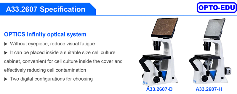OPTO EDU A33.2607 LCD Cell Image Inverted Microscope Semi APO BF+PH