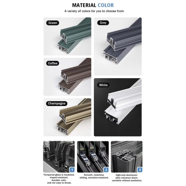 YATTON High-performance Aluminum Folding Door Heavy Sliding Door Double-layer Insulated Tempered Glass 5-Year Warranty for Villa