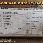 ASTM A240 NO 1 Surface AISI 316L DIN1.4404 TP316L Stainless Steel Plate 16*1500