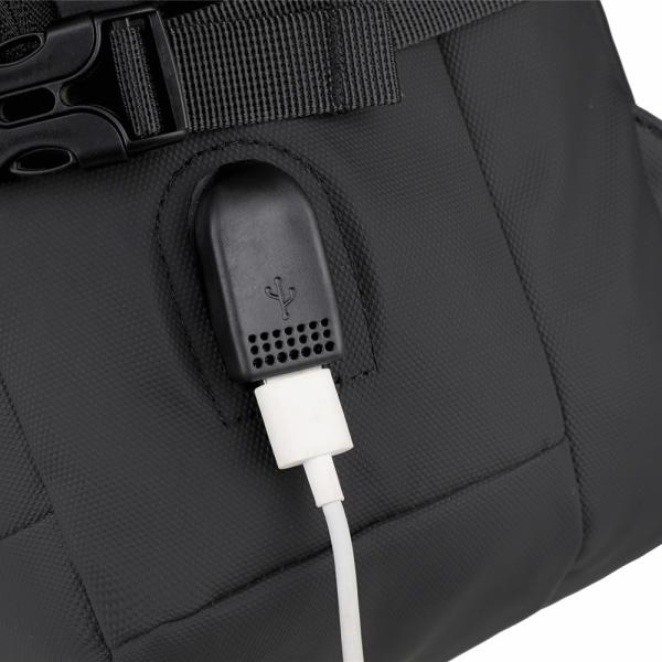 College Business Black Anti-Theft Waterproof Lightweight Laptop Backpack with Customizable Logo and USB Solar Panel