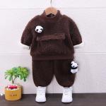 120cm Unisex Winter Children'S Clothing Lamb Wool Panda 2 Piece Sweater Pants