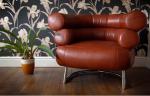 Retro Leather Eileen Gray Bibendum Chair , Black Mid Century Modern Furniture
