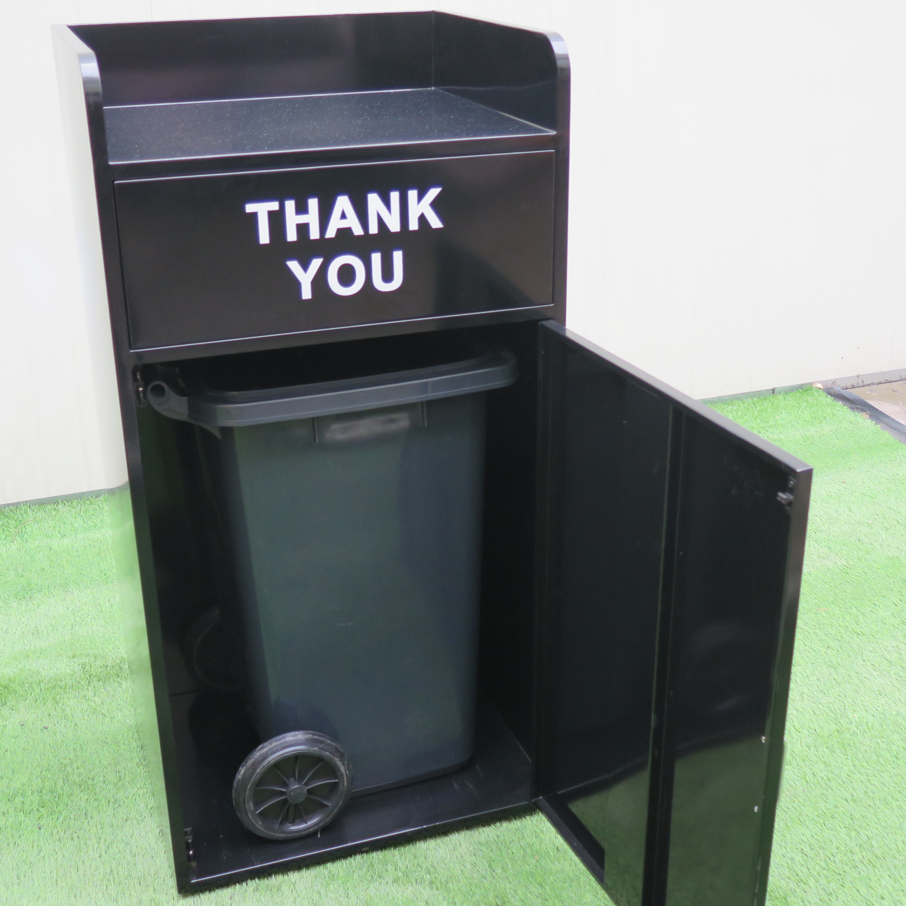 Outdoor Black Decorative Garbage Bin Stainless Steel Trash Can Waste Bin