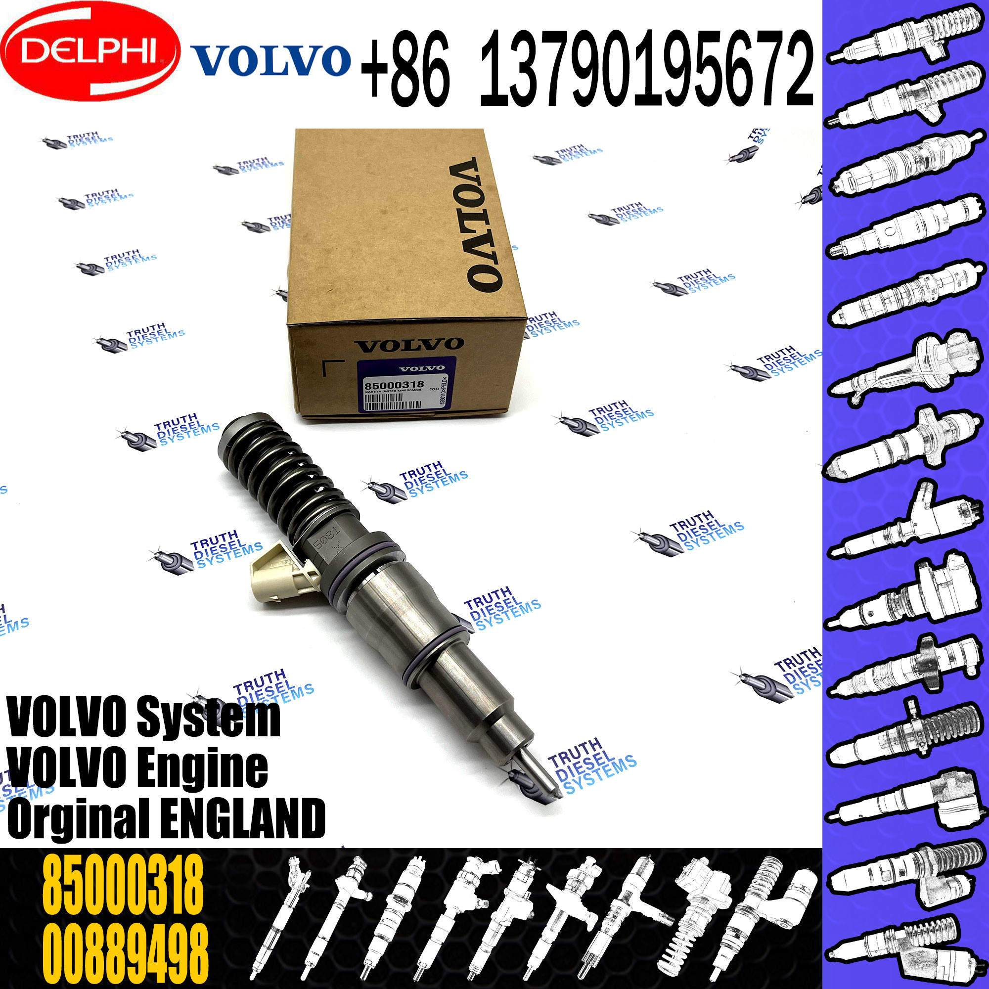 Injector 85000318 20544186 BEBE4C04001 BEBE4C04101 FH16 16.1D Euro 3 Diesel Injector for VOL FH 16