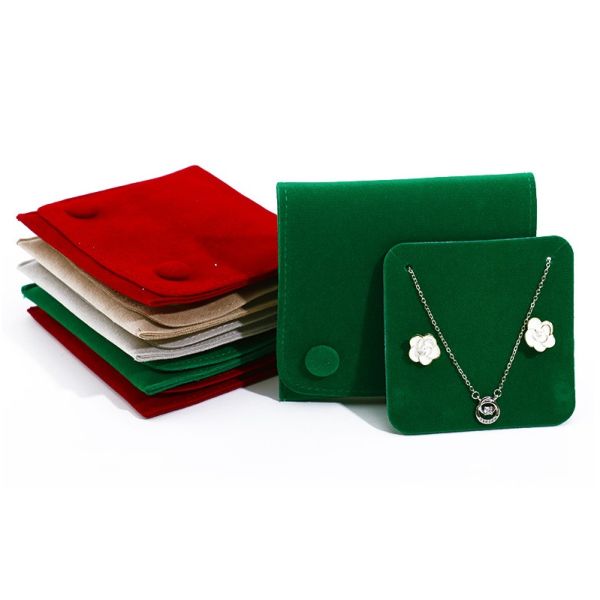 Double Snap Velvet Bag Double-Sided Velvet Jewelry Bag Earrings Necklace Pendant Storage Packaging Bag Inner Card Board