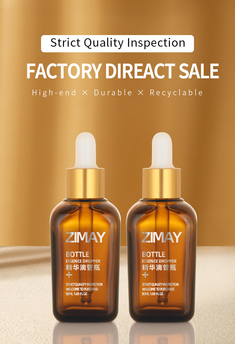 Customize Refillable Hair Oil Dropper Bottle Square Glass Material 50ml