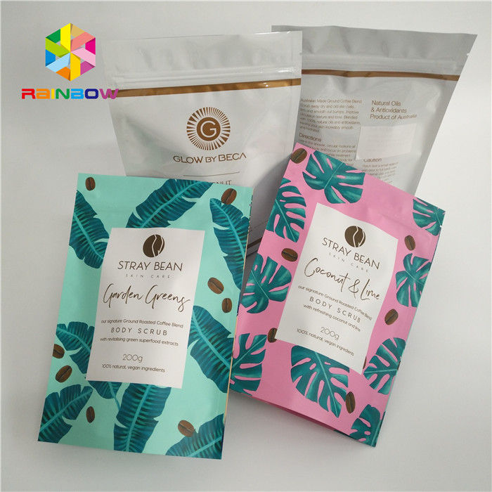 Aluminum Foil Stand Up Coffee Pouches , Plastic k Bags With Tear Notches