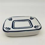 7.6X19.5CM Ceramic Bathroom Accessories Set Blue Decal Print White Ceramic Soap