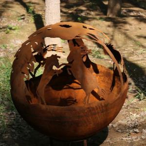 Wholesale 600mm Round Corten Steel Outdoor Fire Pit ball fire sphere For Wood Burning from china suppliers