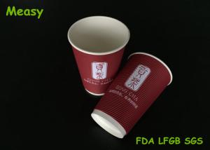 Wholesale 16oz Coffee Milke Tea Ripple Paper Cups In Round Wave Pattern Red Color from china suppliers