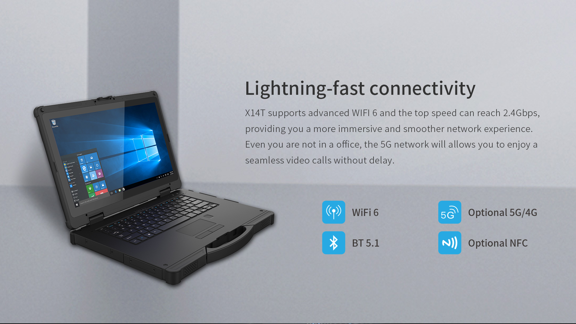 Fully Rugged 14 Inch Laptop with Intel Core i5 Processor and 2.40GHz Main Frequency