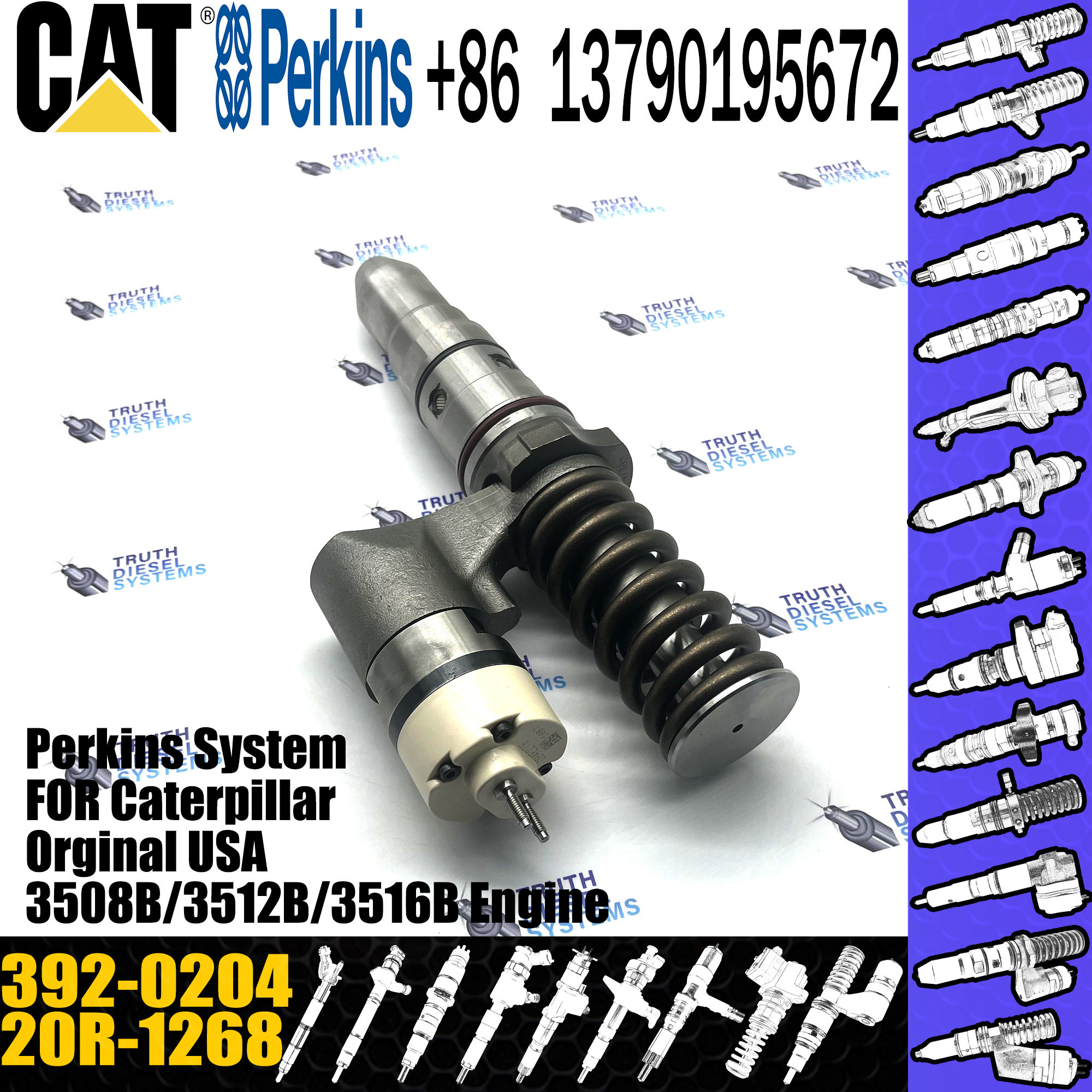 Good Quality Diesel Injector GP Fuel CA3920204 392-0204 3920204 20R-1268 20R1268 For CAT 3512 3508B 3516 3516B Engine In