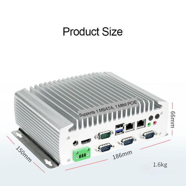 Fanless embedded computer J1900 industrial mini pc with 6xCOM