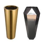 Modern gold metal durable pillar planters and flower pots