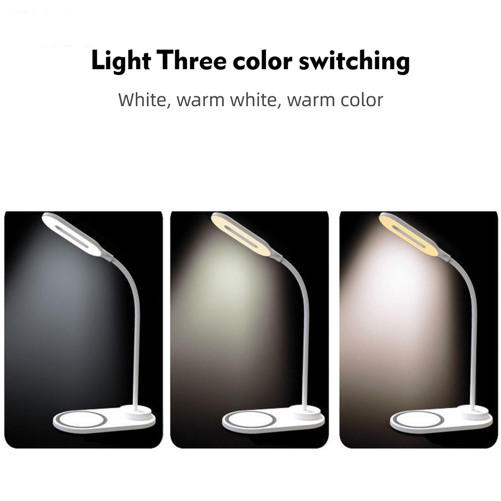 15W Fast Wireless Charger Qi Charging Station LED Adjustable Table Lamp For Samsung S20