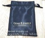 Large Black Satin Dust bag,Rose Gold Satin Drawstring Bag For Jewelry,Black